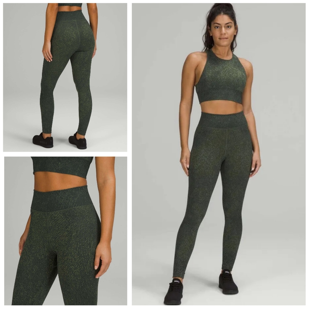Lululemon Ebb to Train Super-High-Rise Tight 25" Mix Rainforest Green